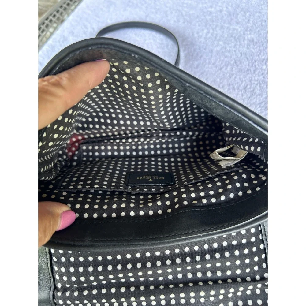Kate Spade Noel Jacquard KF864 Convertible Crossbody Shoulder Bag Black